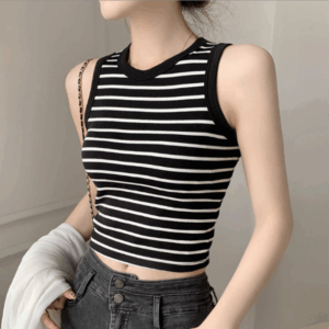 純棉條紋胸墊背心