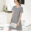純棉條紋居家睡裙