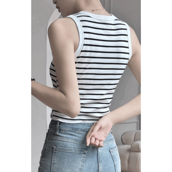 純棉條紋胸墊背心