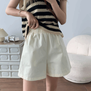 棉麻擴腿休閒短褲