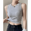 純棉條紋胸墊背心