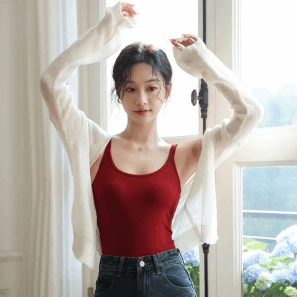 莫代爾雙肩帶胸墊背心