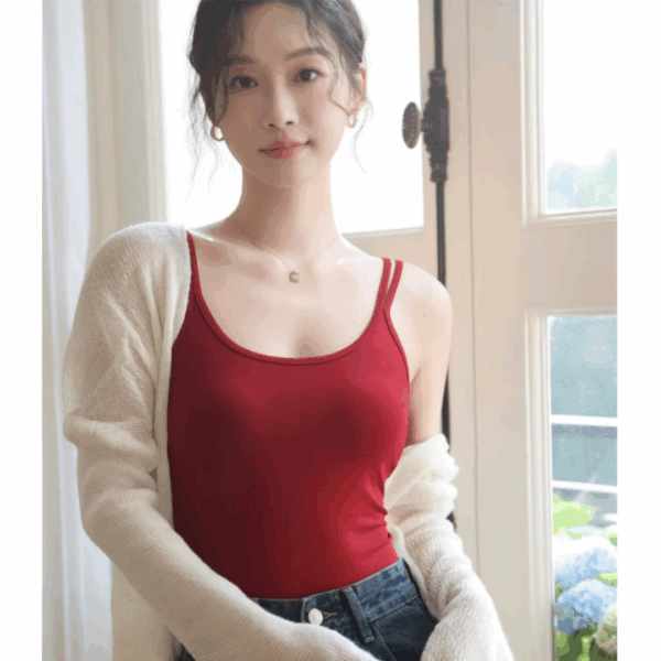 莫代爾雙肩帶胸墊背心