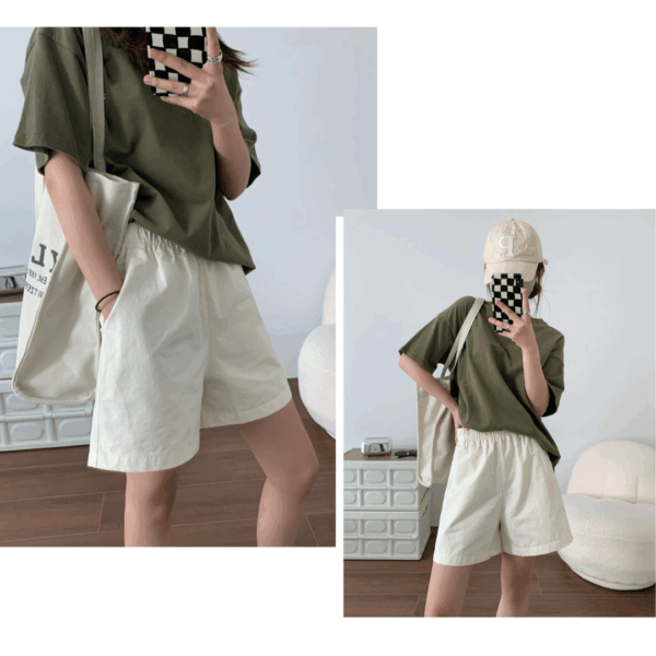 棉麻擴腿休閒短褲