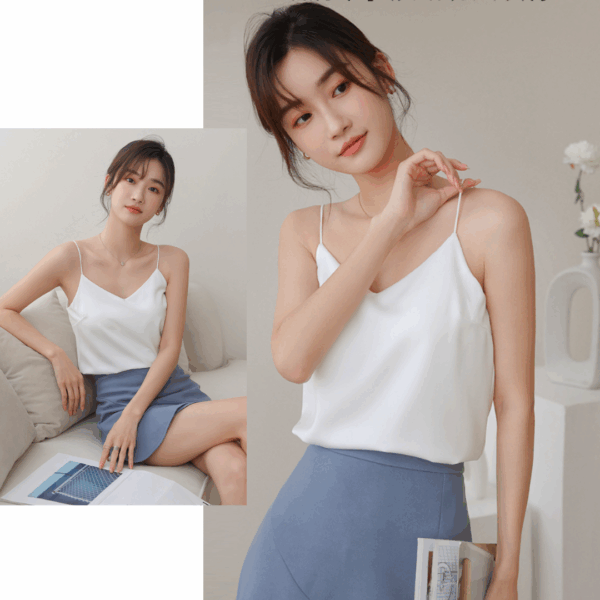 雪紡V領胸墊上衣