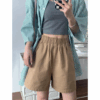 棉麻擴腿休閒短褲