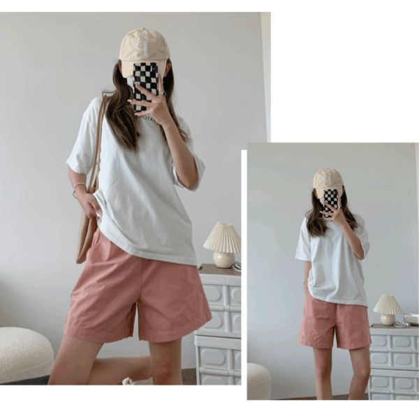 棉麻擴腿休閒短褲